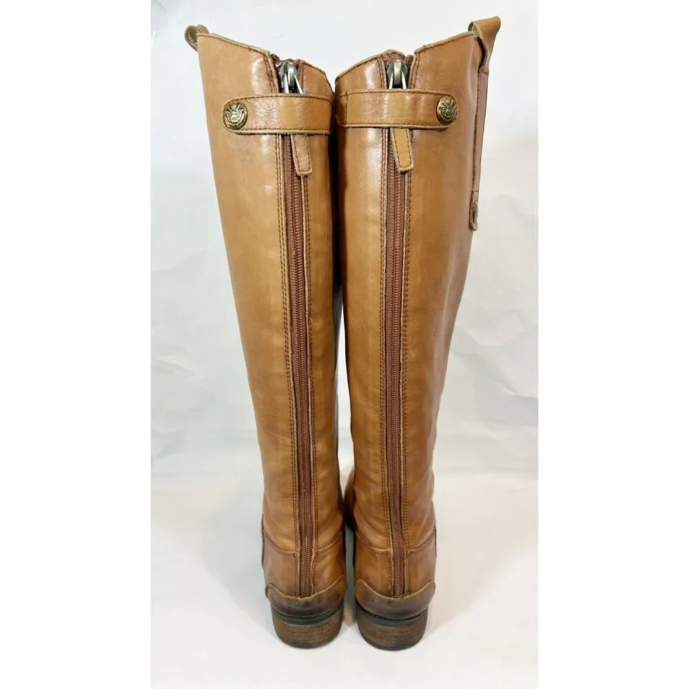 SAM EDELMEN Penny Tall Riding Boots Size 8.5M Whiskey Leather Equestrian BOHO